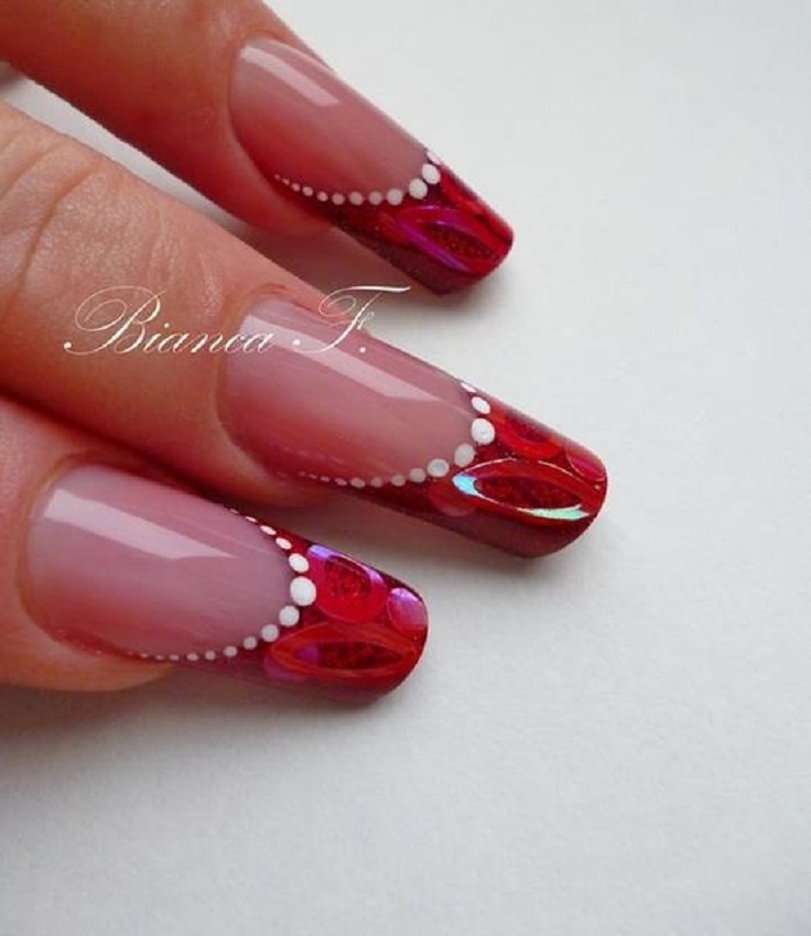 red nail art design