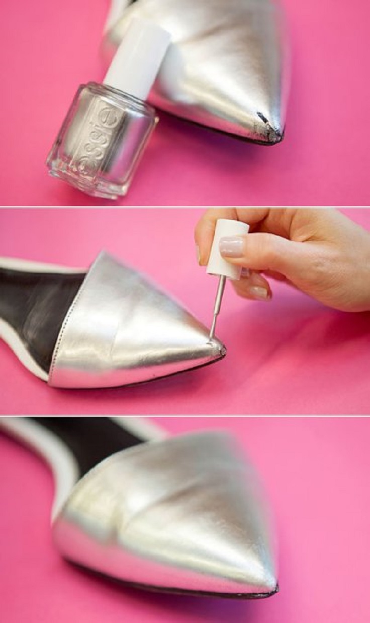 Cover up a scratch on scuffed shoes or boots Top 10 Unusual Things You Can Do with Nail Polish