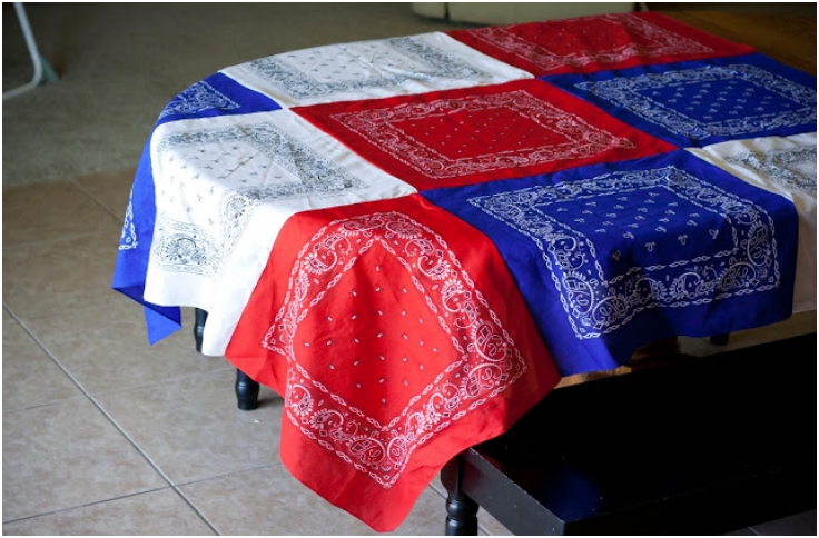 Patriotic Bandana Tablecloth Top 10 DIY Memorial Day Patriotic Decor