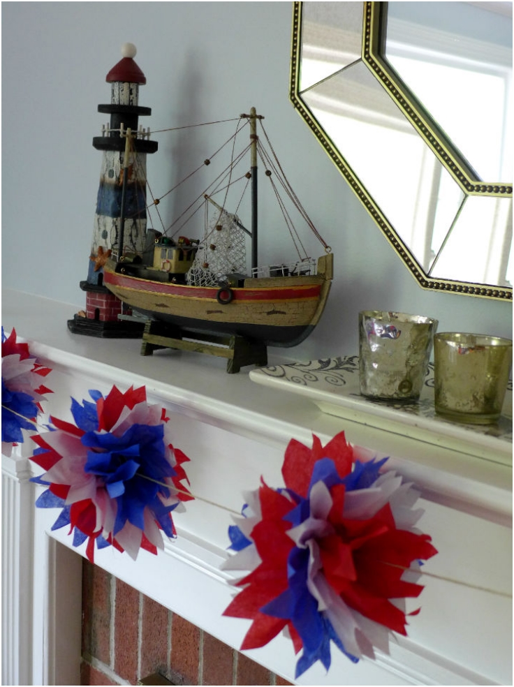Red White And Blue Pom Garland Top 10 DIY Memorial Day Patriotic Decor