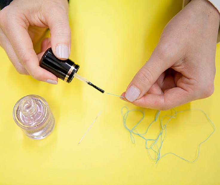 Thread a needle faster by running the thread over a base or top coat Top 10 Unusual Things You Can Do with Nail Polish