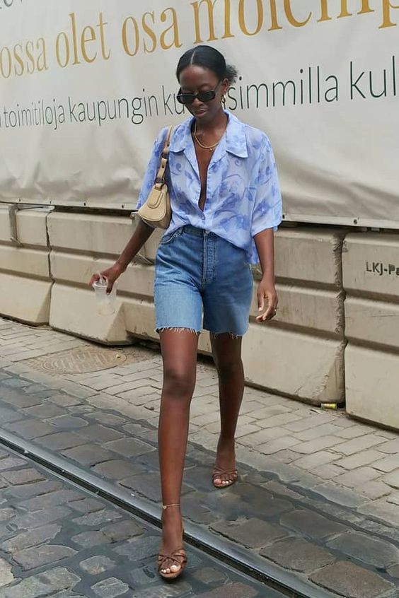 Bike-Denim-Shorts-and-Oversized-Shirt-