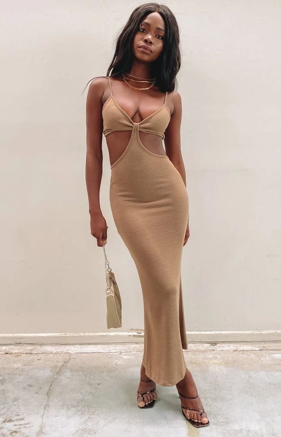 brown-cut-out-dress-
