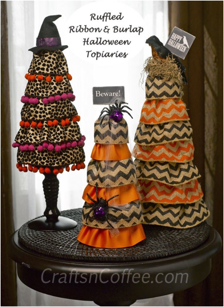 Ruffled-Burlap-Halloween-Cones