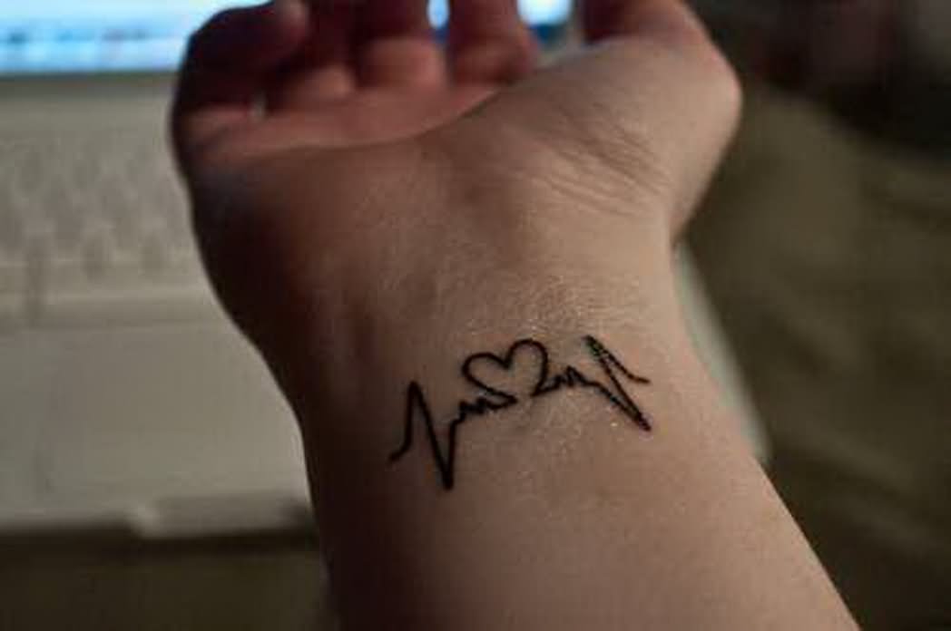 Henna-Heartbeat-With-Heart-Tattoo-On-Wrist Henna-Heartbeat-With-Heart-Tattoo-On-Wrist