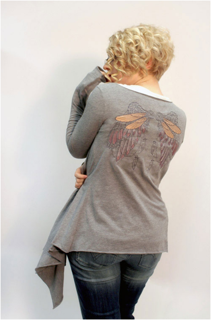 Winged-Drape-Cardigan Winged-Drape-Cardigan