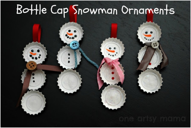 Bottle-Cap-Snowman-Ornaments