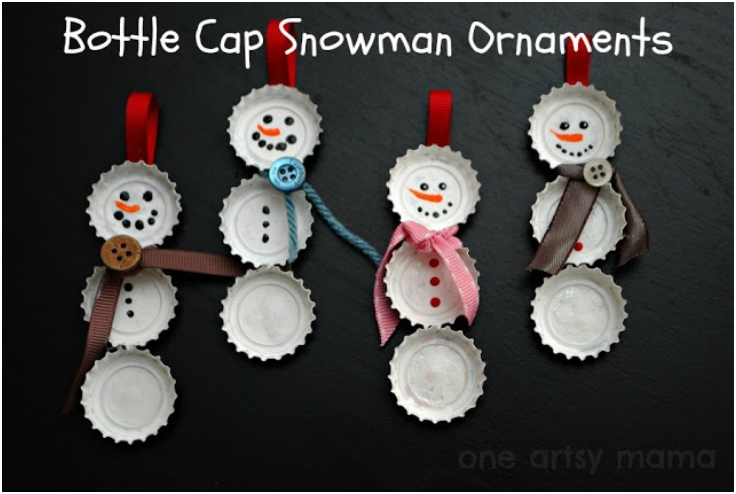 Bottle-Cap-Snowman-Ornaments Bottle-Cap-Snowman-Ornaments