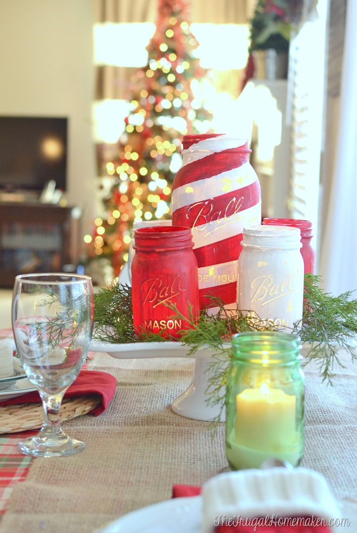 Chalky-finish-mason-jar-Christmas-centerpiece Chalky-finish-mason-jar-Christmas-centerpiece