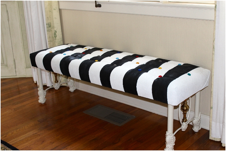 Black-And-White-Upholstered-Bench