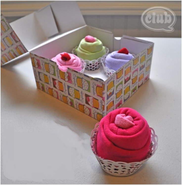 gift cupcake idea onesies shower gifts diy