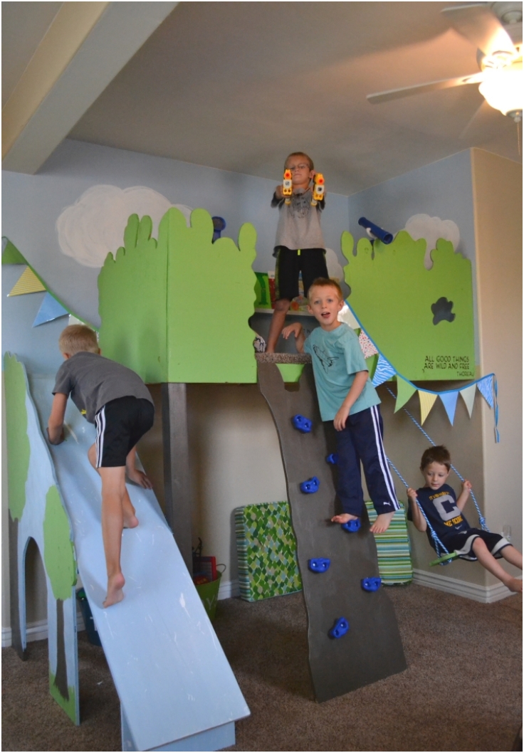 Indoor-Tree-House-With-Slide-and-Rock-Climbing-Wall