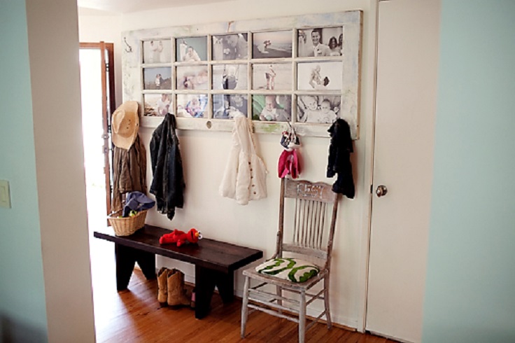 Old-door-turned-picture-frame-coat-rack