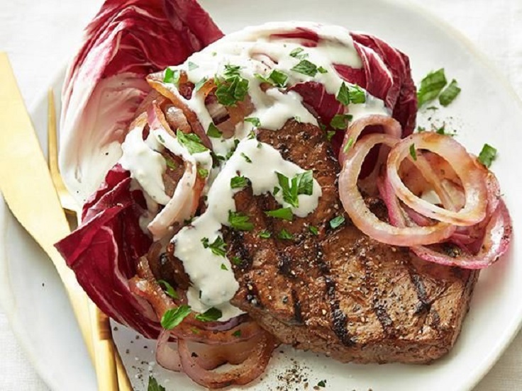 Marinated-Flank-Steak-with-Blue-Cheese-Sauce