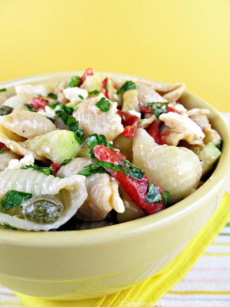 Pasta-Salad-with-Feta-Capers-and-Chickpeas