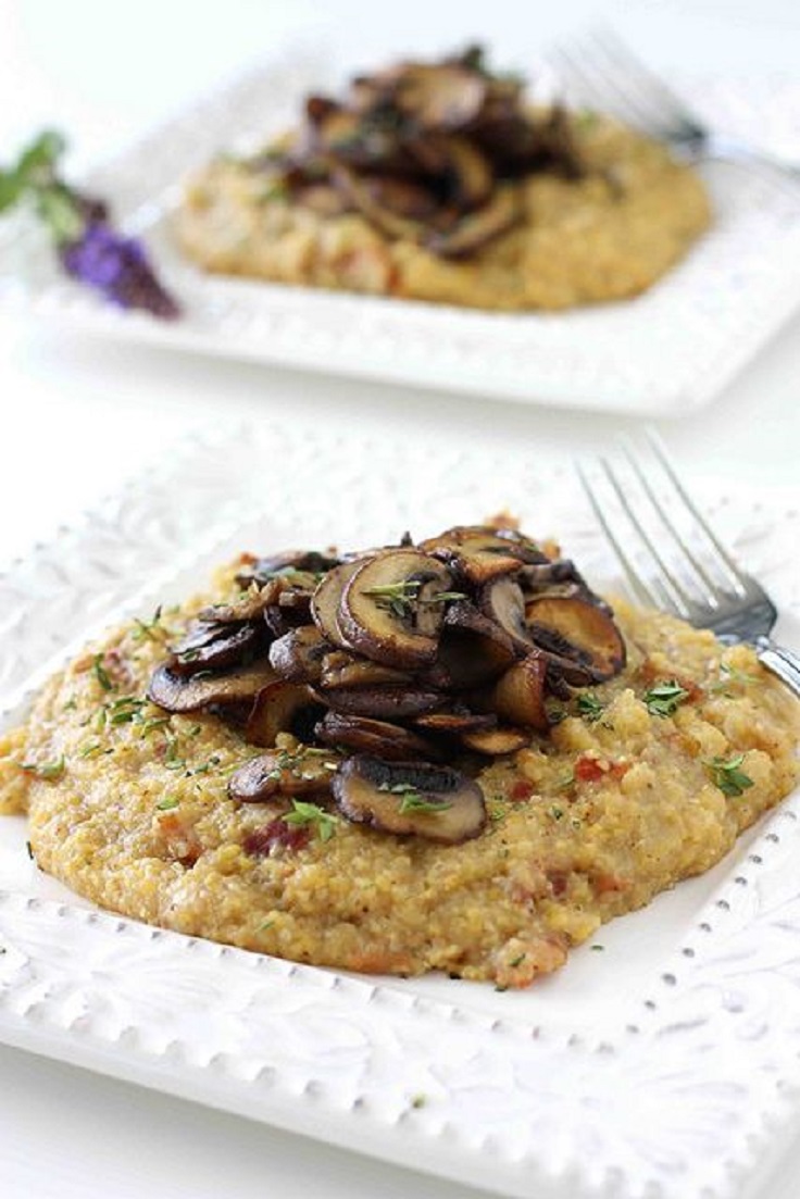 Bacon-Polenta-with-Sauteed-Crimini-Mushrooms-Thyme