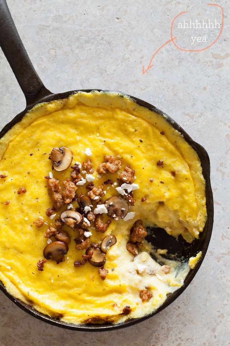 Baked-Polenta-with-Italian-sausage-cremini-mushrooms-and-goat-cheese