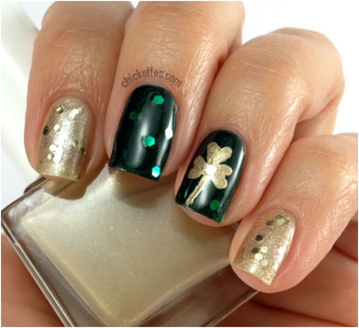 Black-And-Gold-Base-Shamrock-Nails