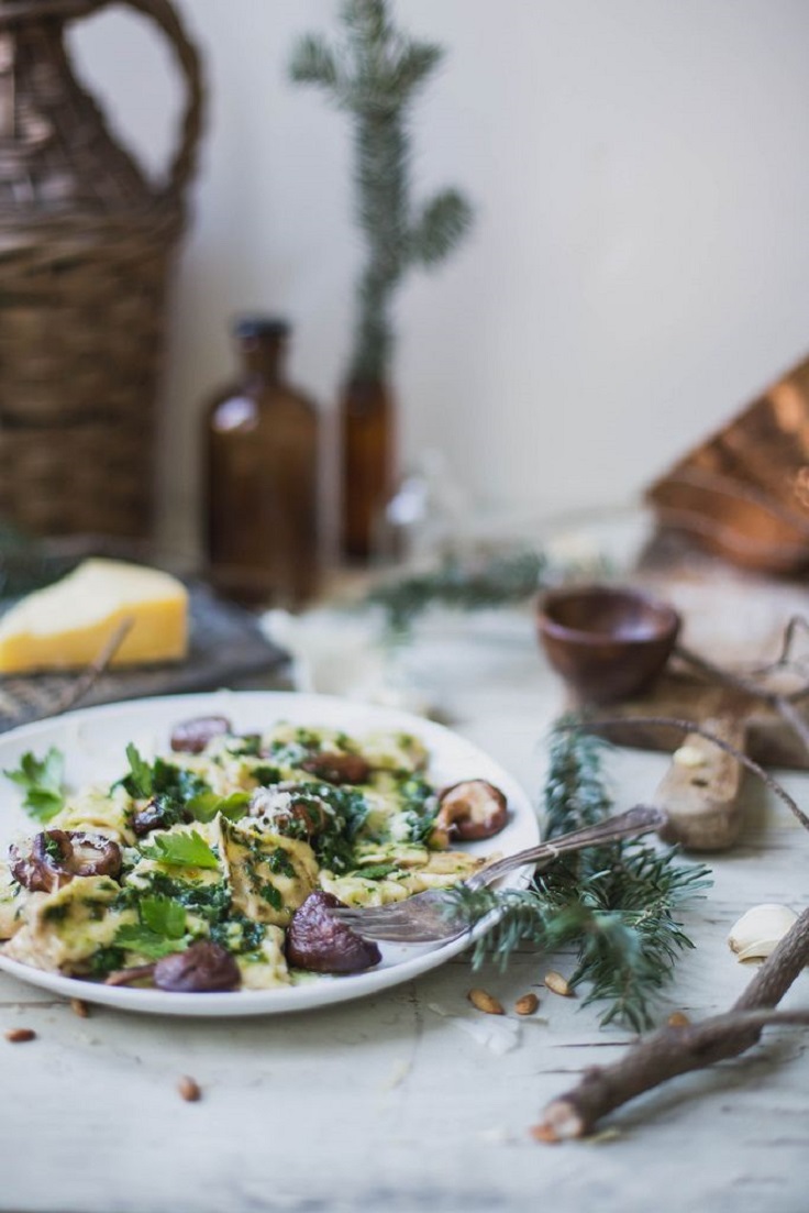 Celeraic-chevre-fennel-agnolotti-with-brown-butter-parsley-pesto-shiitakes