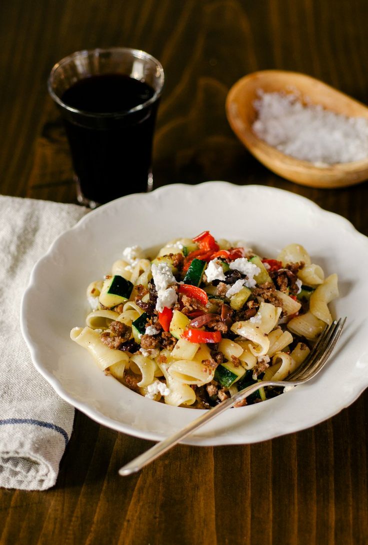 Greekish-Pasta-with-Lamb-Zucchini-and-Feta