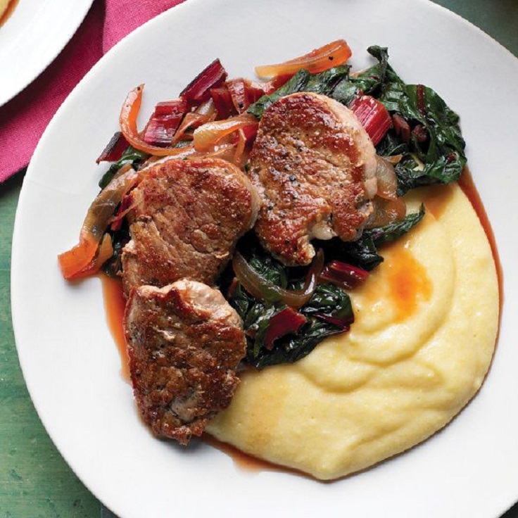 Pork-Tenderloin-with-Swiss-Chard-and-Polenta