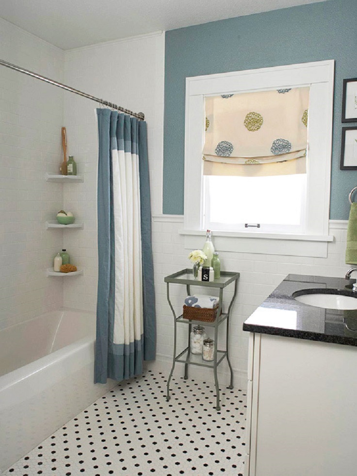 Hang-a-Curtain-that-carries-out-your-baths-color-scheme