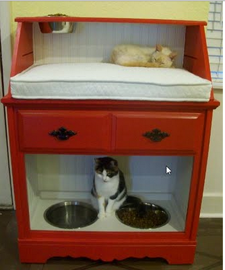 Pet-Station-Created-From-Vintage-Secretary-Desk