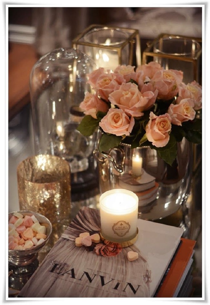 Pretty-feminine-coffee-table-decor