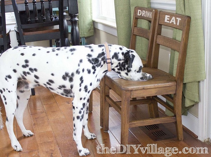 Recycled-chairs-turned-into-elevated-Dog-Feeding-Station