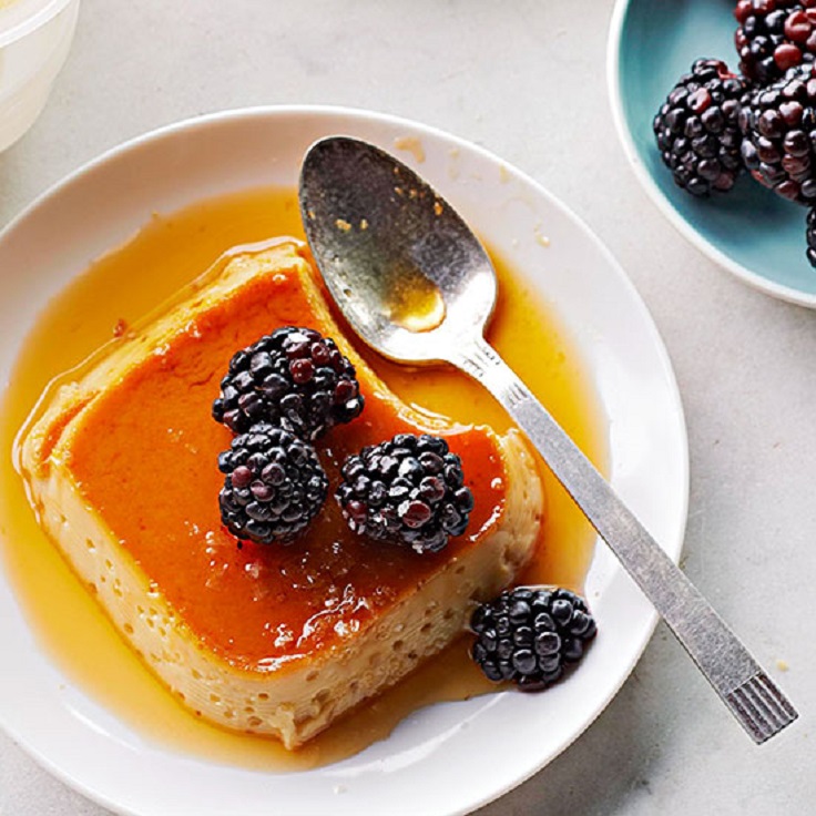 Salted-Caramel-Flan-with-Blackberries