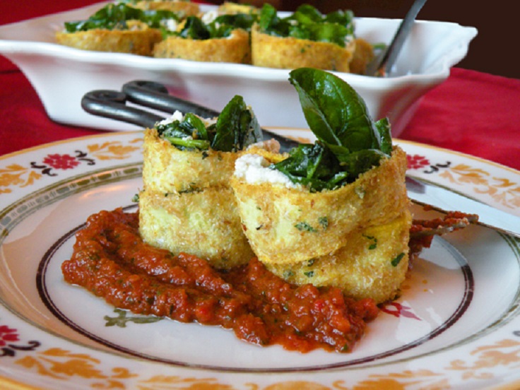 Spinach-“Raw”cotta-Squash-Involtini-with-Marinara