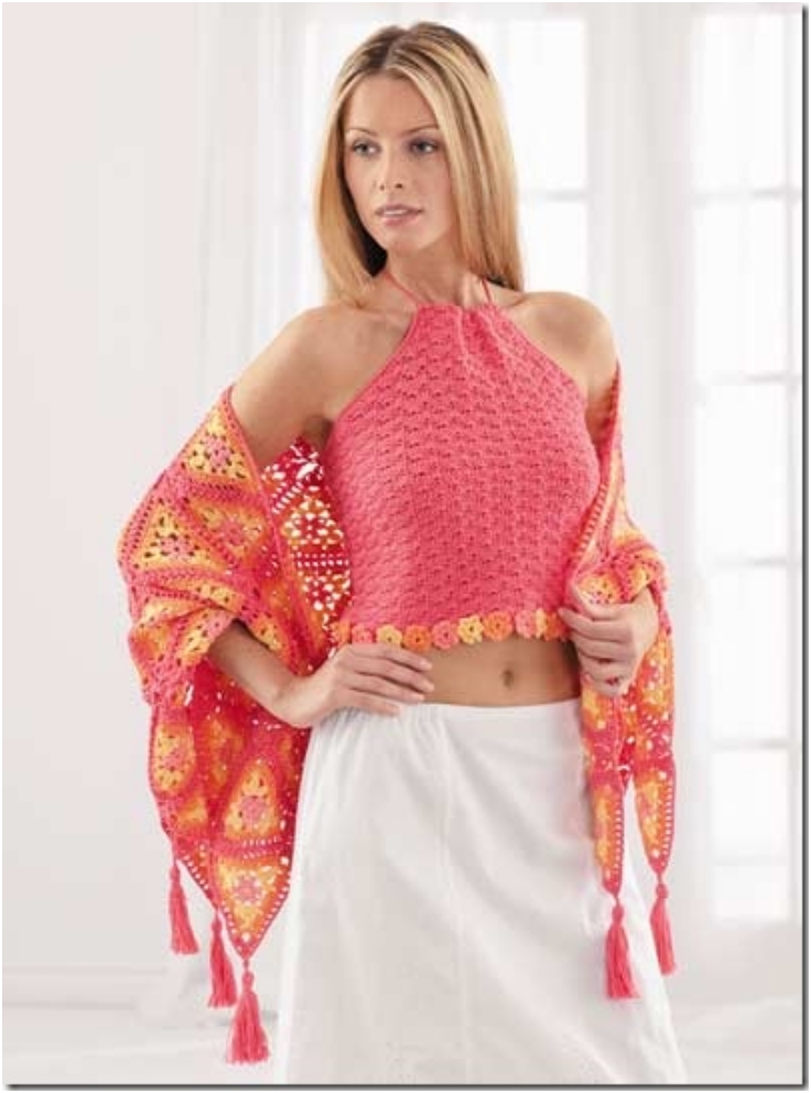 Crocheted-halter-top-and-shawl