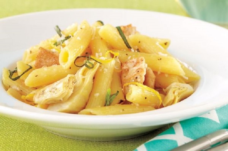 Lemony-Penne-With-Chicken-and-Artichokes