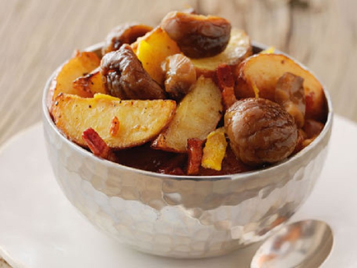 chestnut-confit-with-roasted-potatoes-bacon-and-kumquats