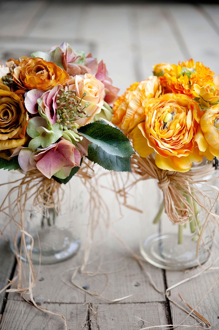 Pre-made-silk-bouquet-raffia-in-mason-jar