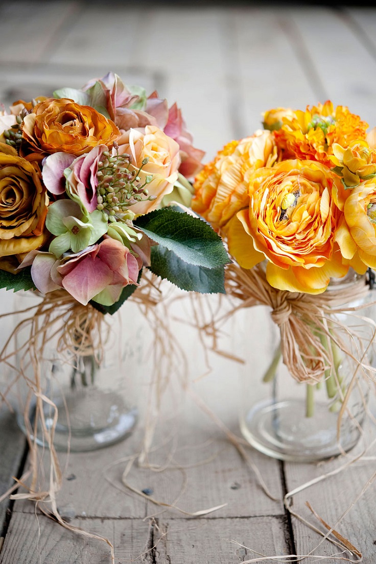 Pre-made-silk-bouquet-raffia-in-mason-jar