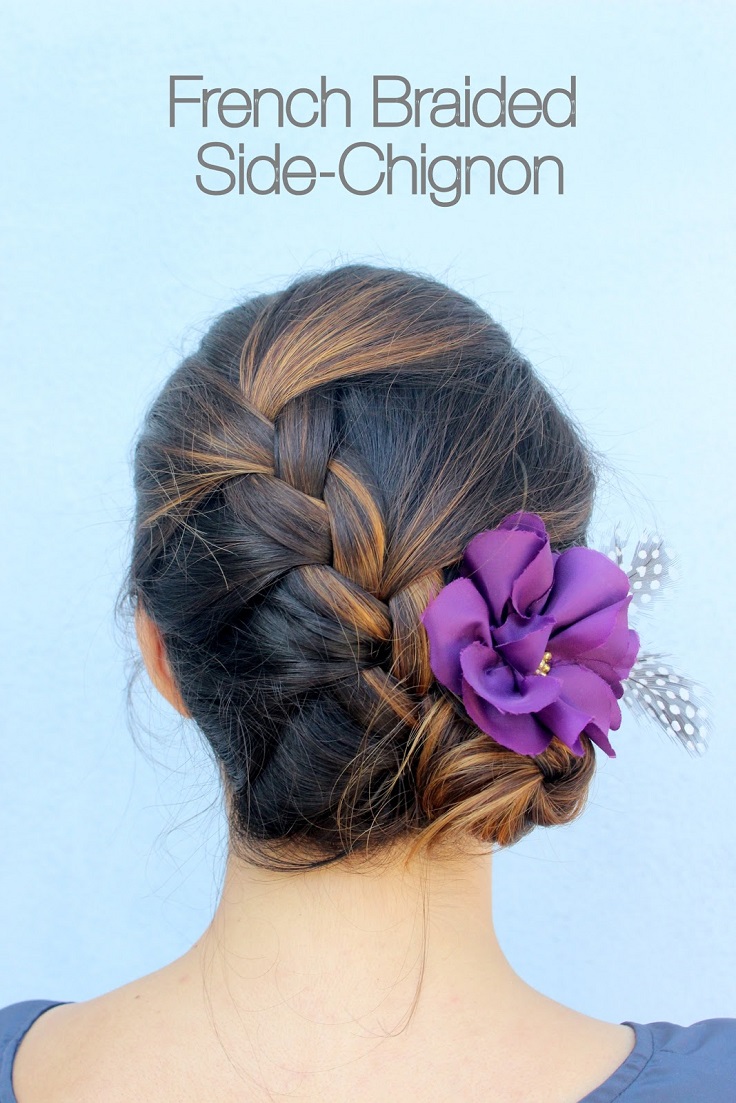 French-Braided-Side-Chignon