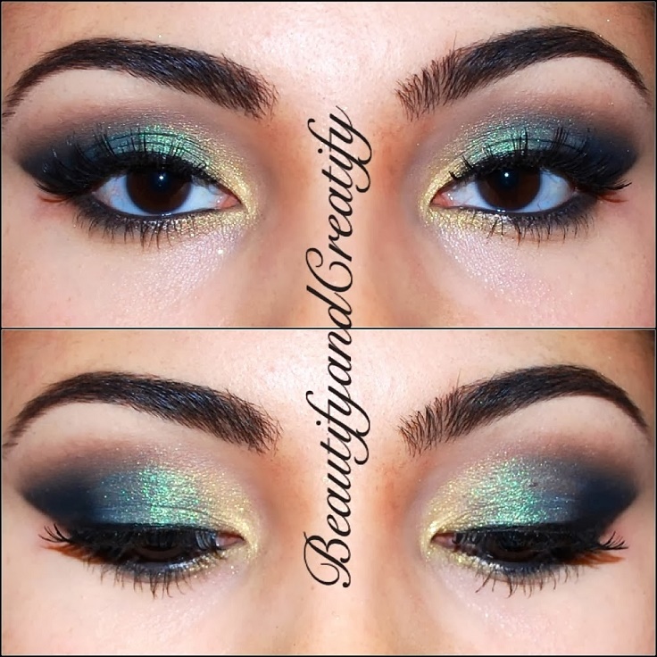 Shimmery-Turquoise-and-Gold-Holiday-Makeup-Tutorial