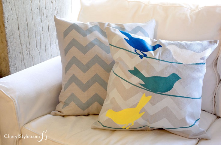 Stenciled-Birds-Pillowcase