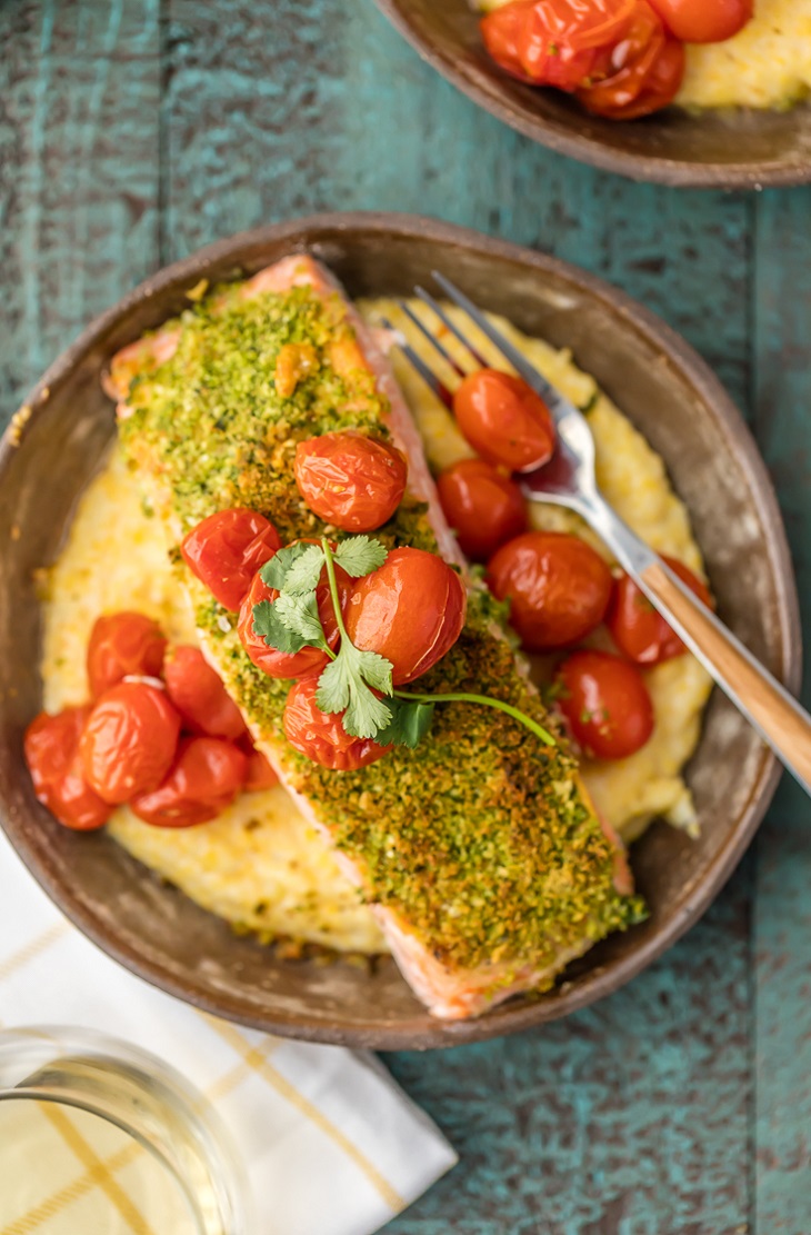 Herb-Crusted-Salmon-with-Goat-Cheese-Polenta-1