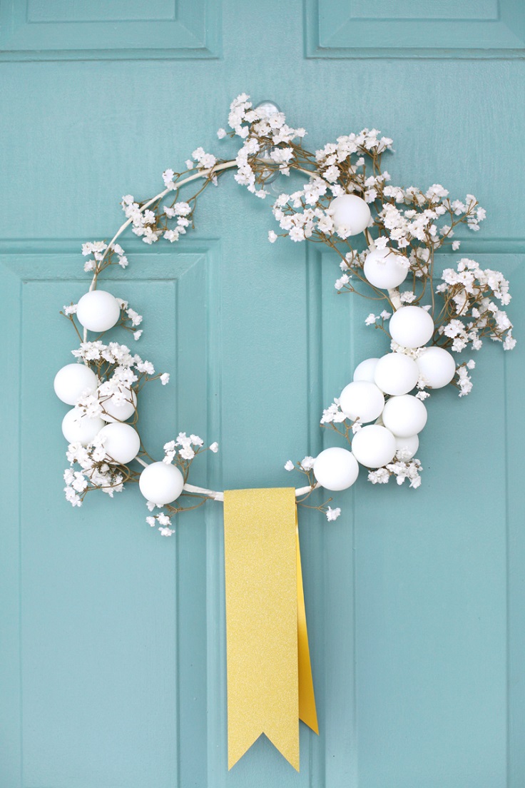 Winter-Wreath-with-Coat-Hanger-and-Ping-Pong-Balls