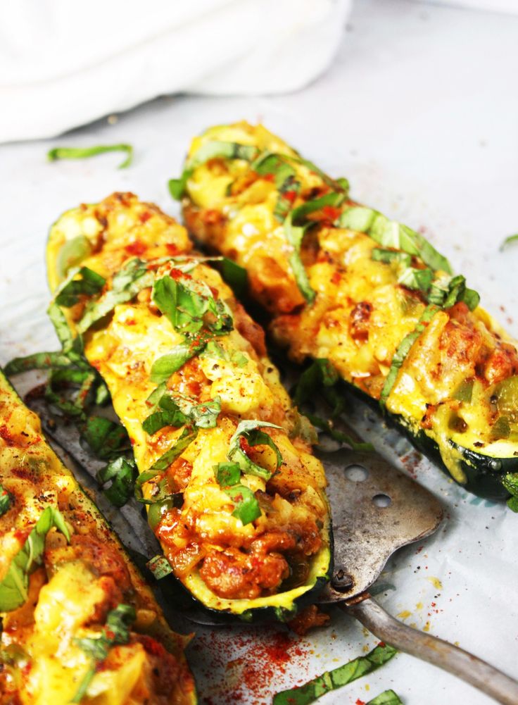 Cheddar-and-Sausage-Stuffed-Zucchini-Boats