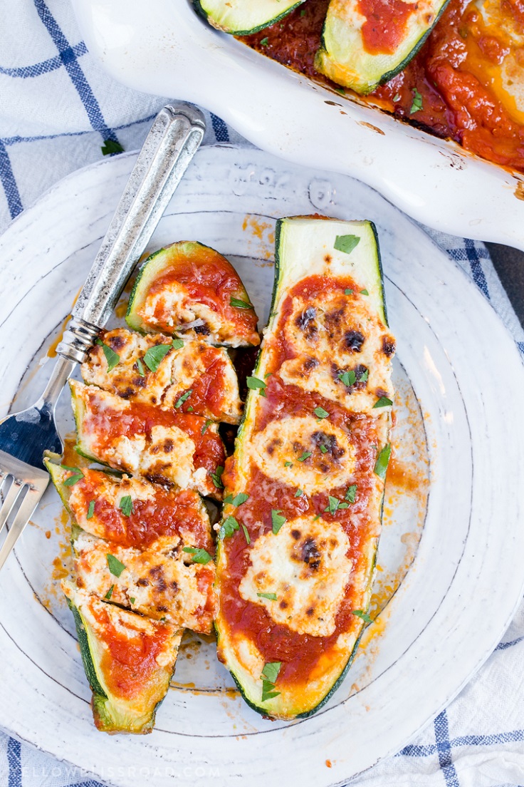 Goat-Cheese-Marinara-Stuffed-Zucchini-Boats