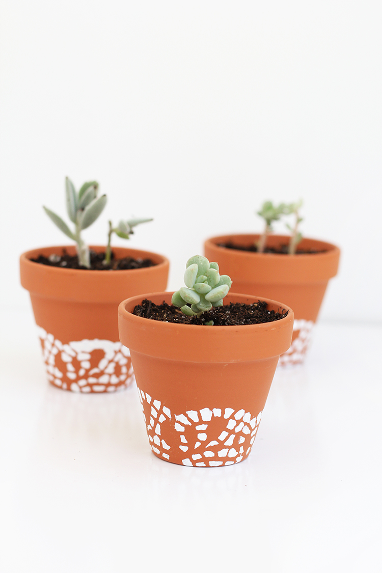 Doily-Painted-Pots