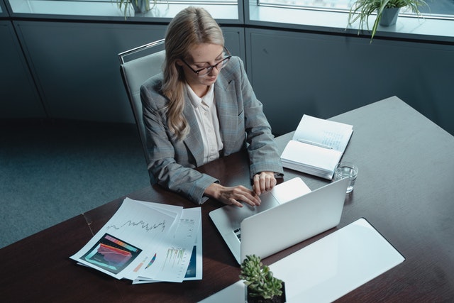 Woman working in the company