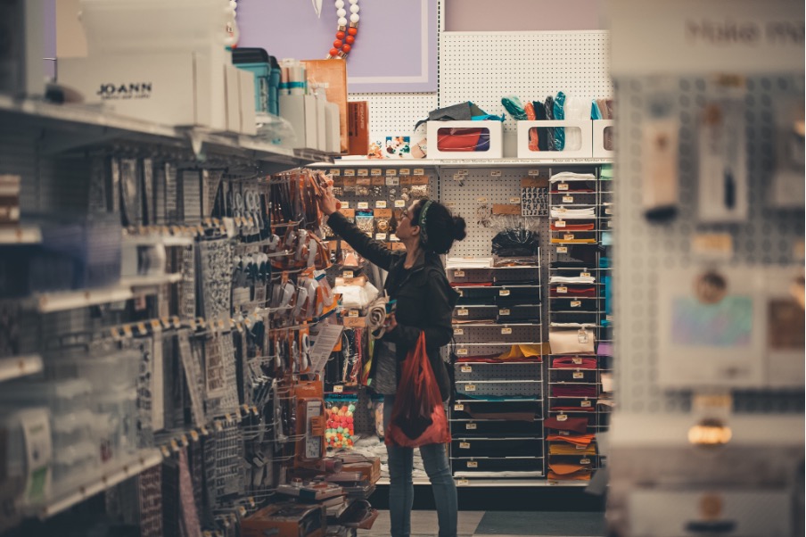 A woman shopping in a retail store.