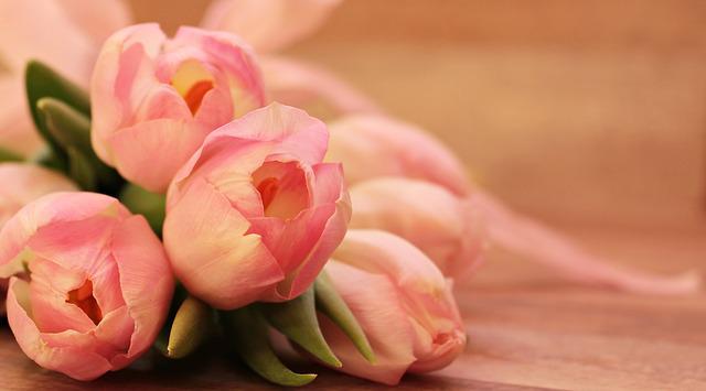 Beautiful peach flowers bouquet.