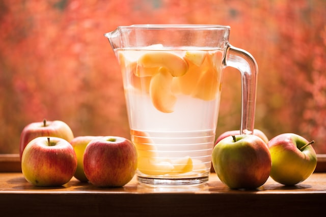 A jar of apple juice.