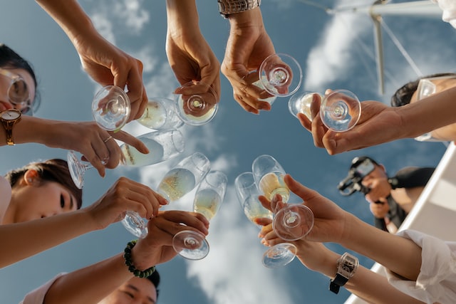 A group of people celebrating.