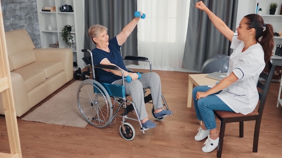 Women doing physiotherapy.